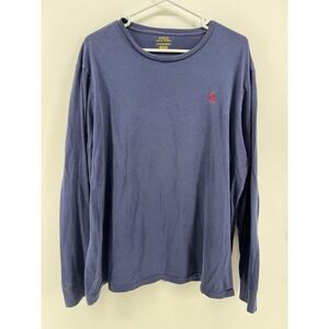 Polo Ralph Lauren Crewneck T Shirt Long Sleeve Navy Red Pony Sz Men's XL